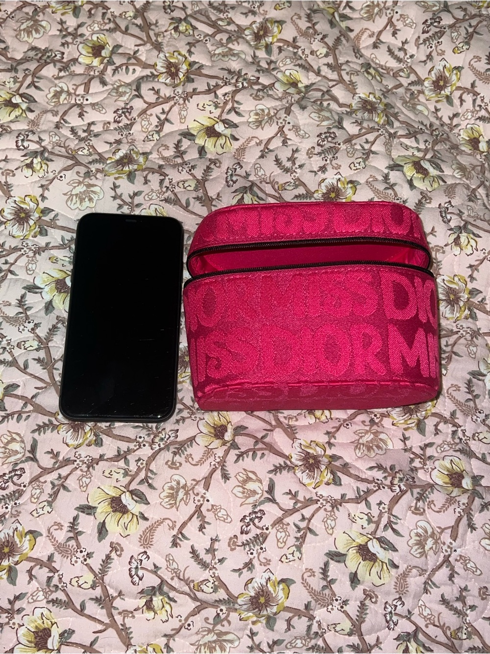 Dior Hot Pink Logo mini Travel Case